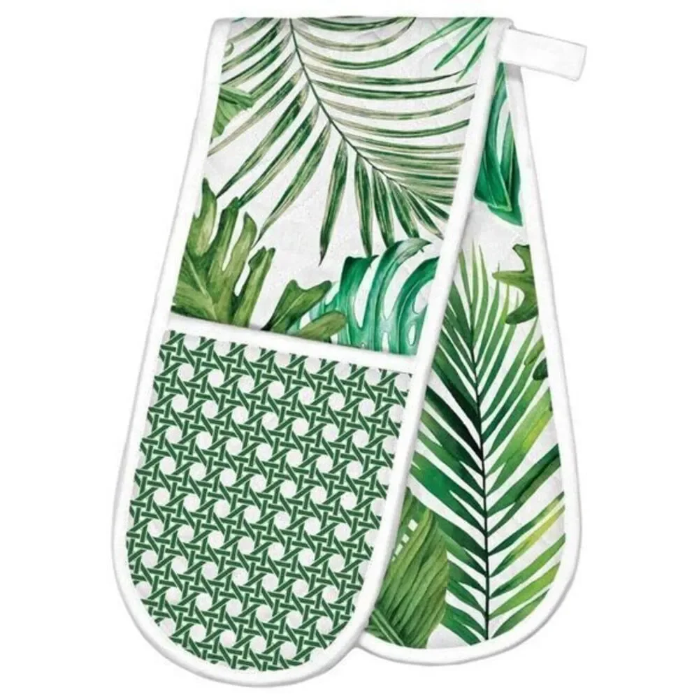 Michel‎ Design Works Cotton Kitchen Double Oven Glove Palm Breeze Greeen White